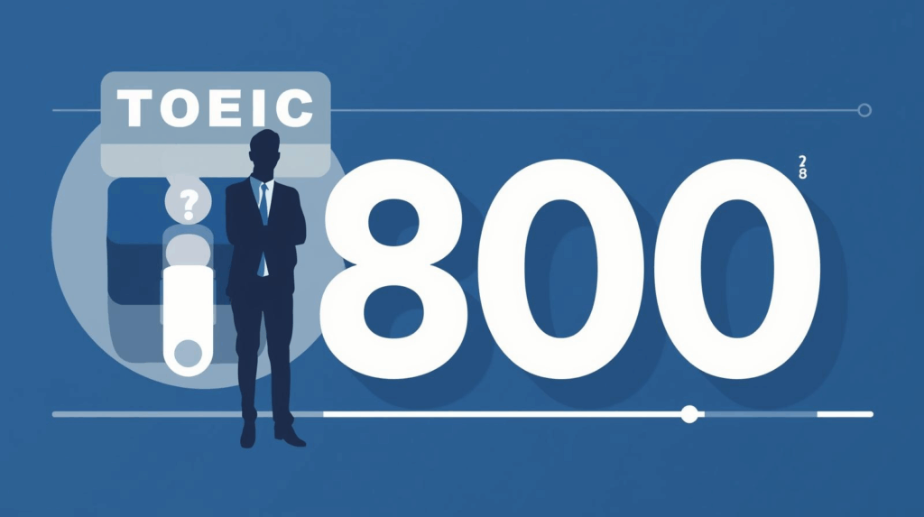 TOEIC800点のスコアと実際の英語力の違いを示すイメージ