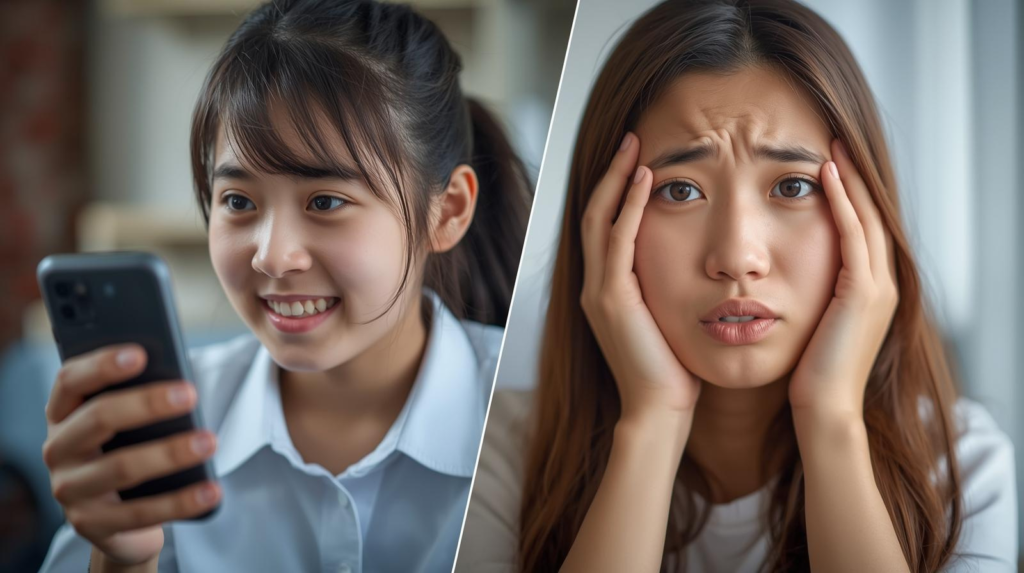 YouTubeショートやTikTokでネイティブ英語表現を学ぶイメージ、TOEIC900でも知らない表現がある、基礎力の重要性