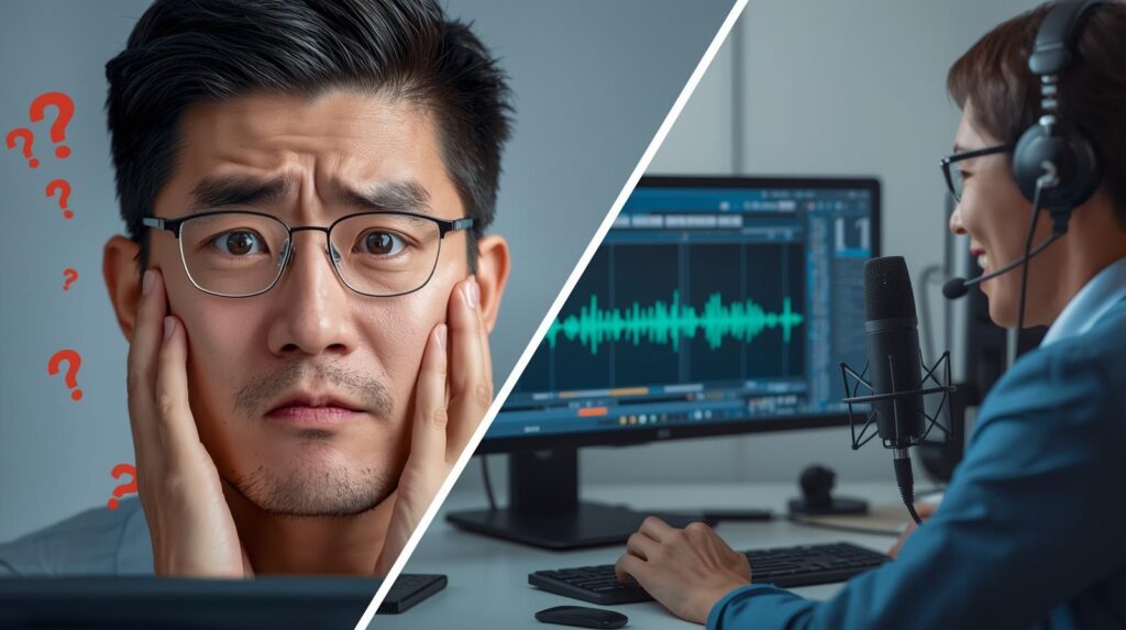 YouTubeでAI音声ナレーションを使う際の問題点、読み間違いやイントネーションの違和感、翻訳のプロによる音声調整、声職人サービスの品質